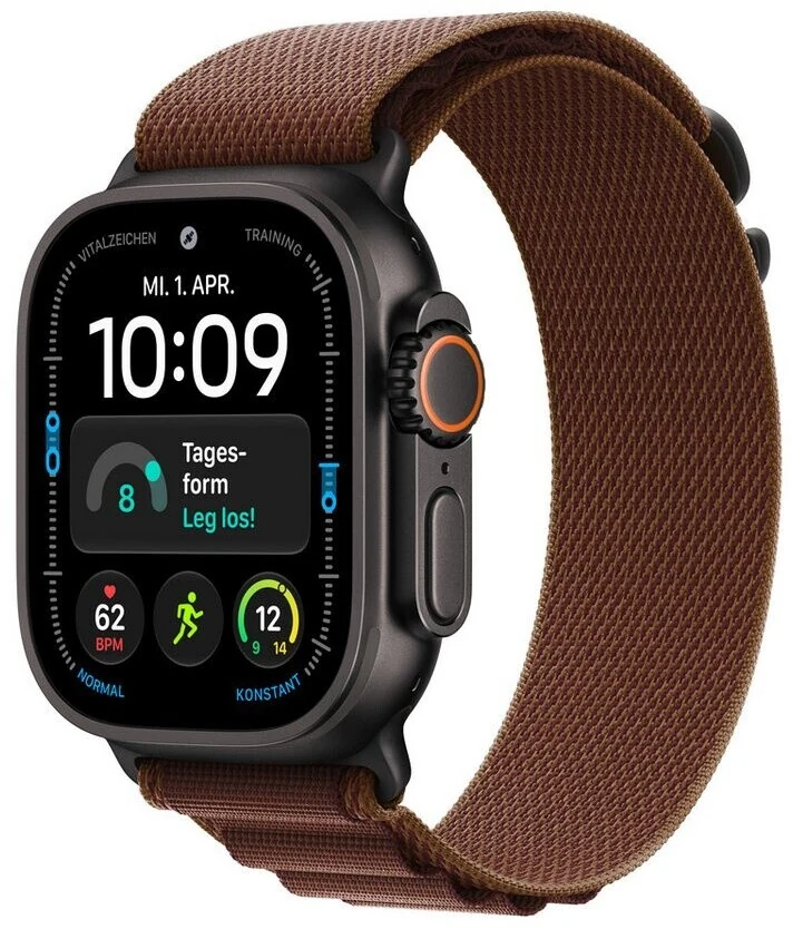 Apple Watch Ultra 4 Titan Schwarz mit Alpine Loop Bordeaux S